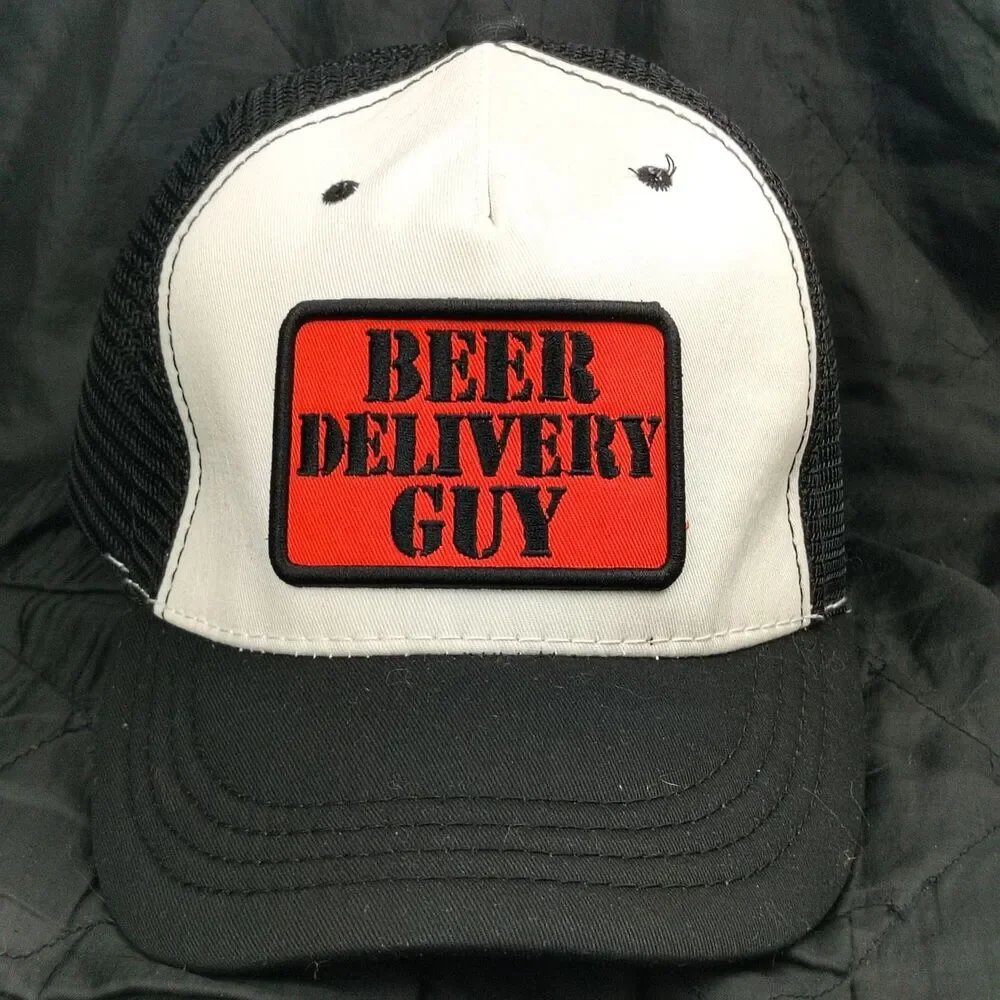 Steve & Barry's Beer Delivery Guy Trucker Hat Men's Adjustable Black White Red